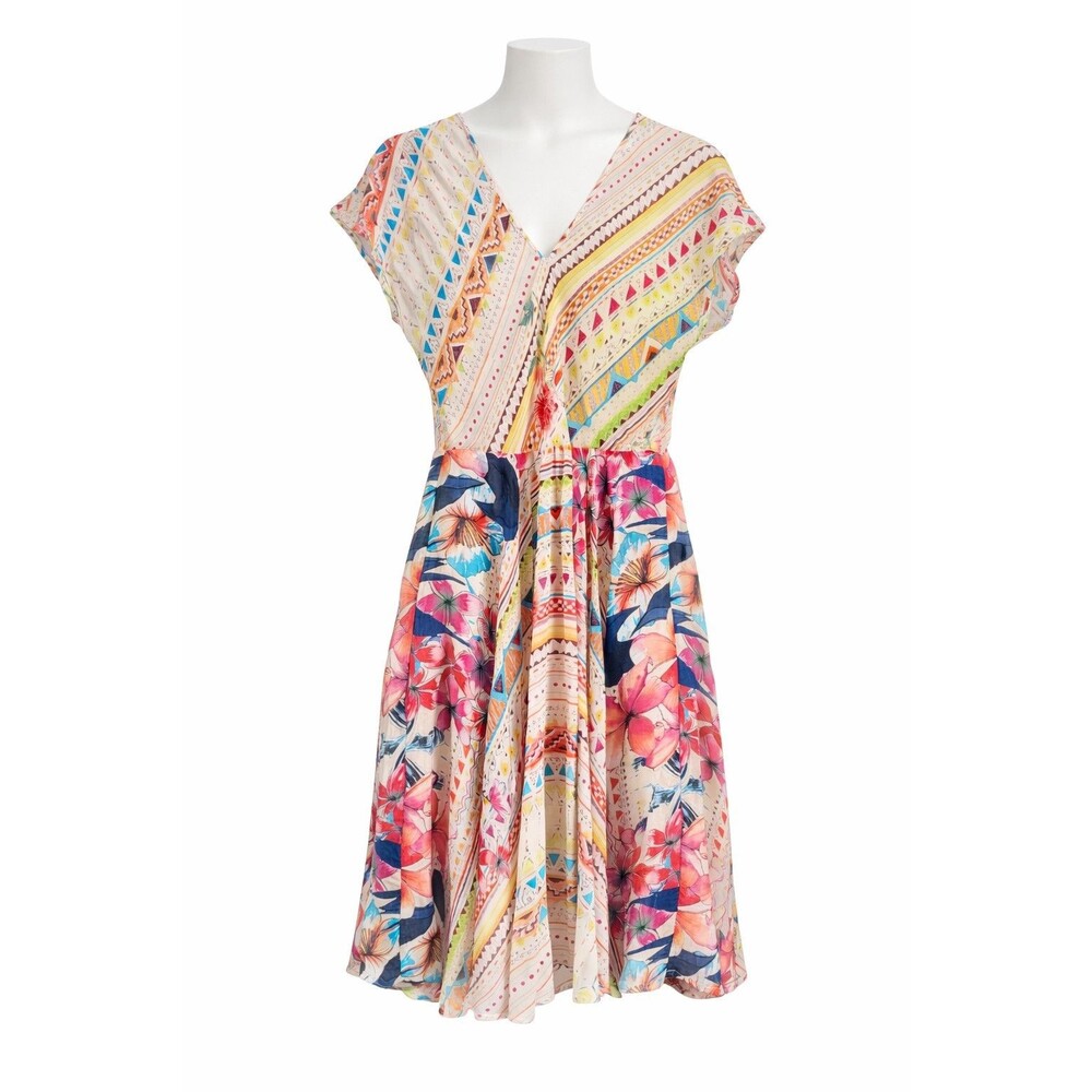 Johnny Was Womens Boho Patchwork Floral Dress Size S Colorful Festival